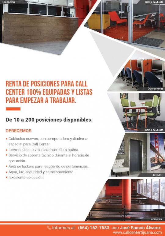RENTA DE POSICIONES PARA CALL CENTER 100% EQUIPADAS - 1