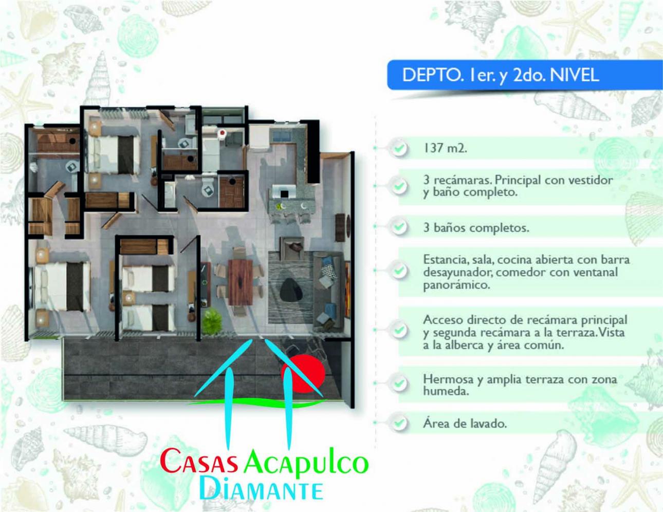 Cad Pacífico Diamante Ii D1. Terraza Con Vista a la alberca — foto 3