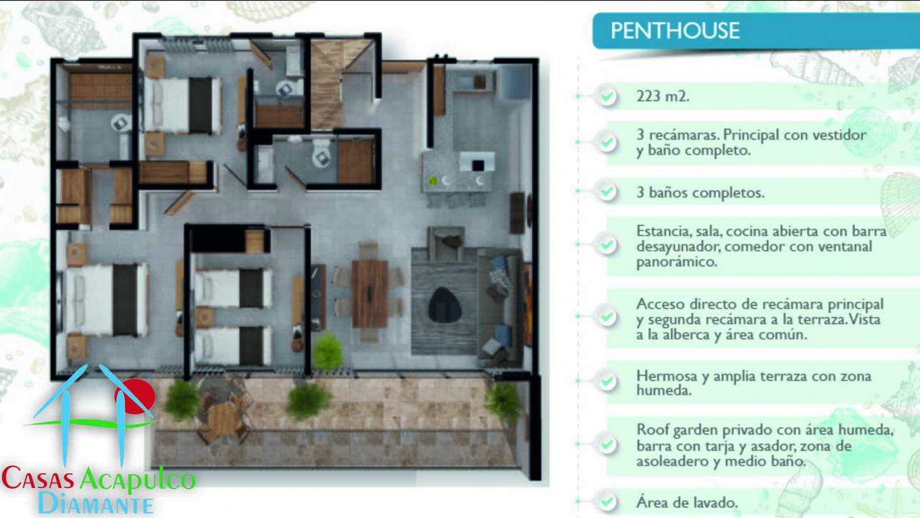 Cad Pacífico Diamante D Ph. Roof garden con jacuzzi