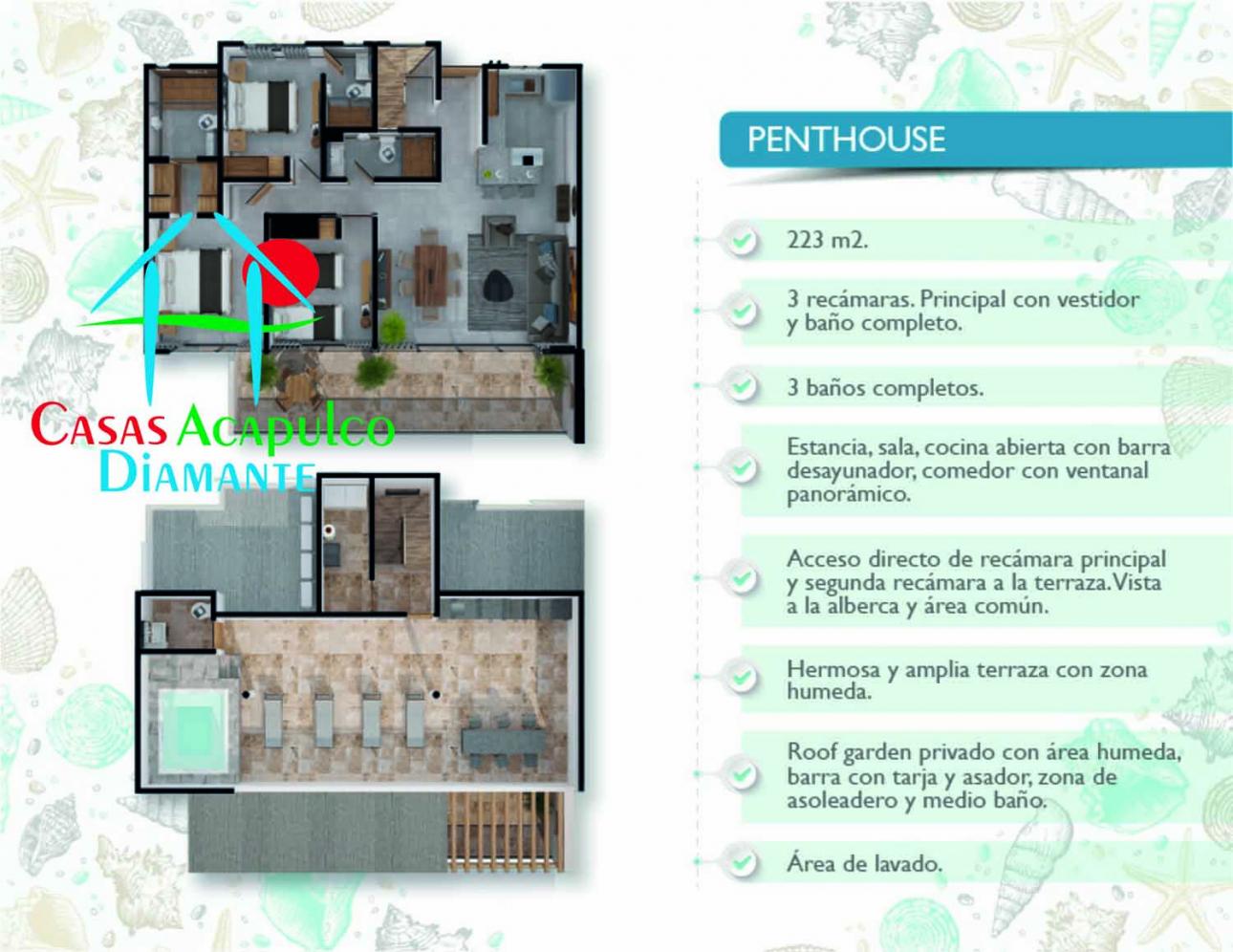 Cad Pacífico Diamante A Penthouse en preventa. Roof garden