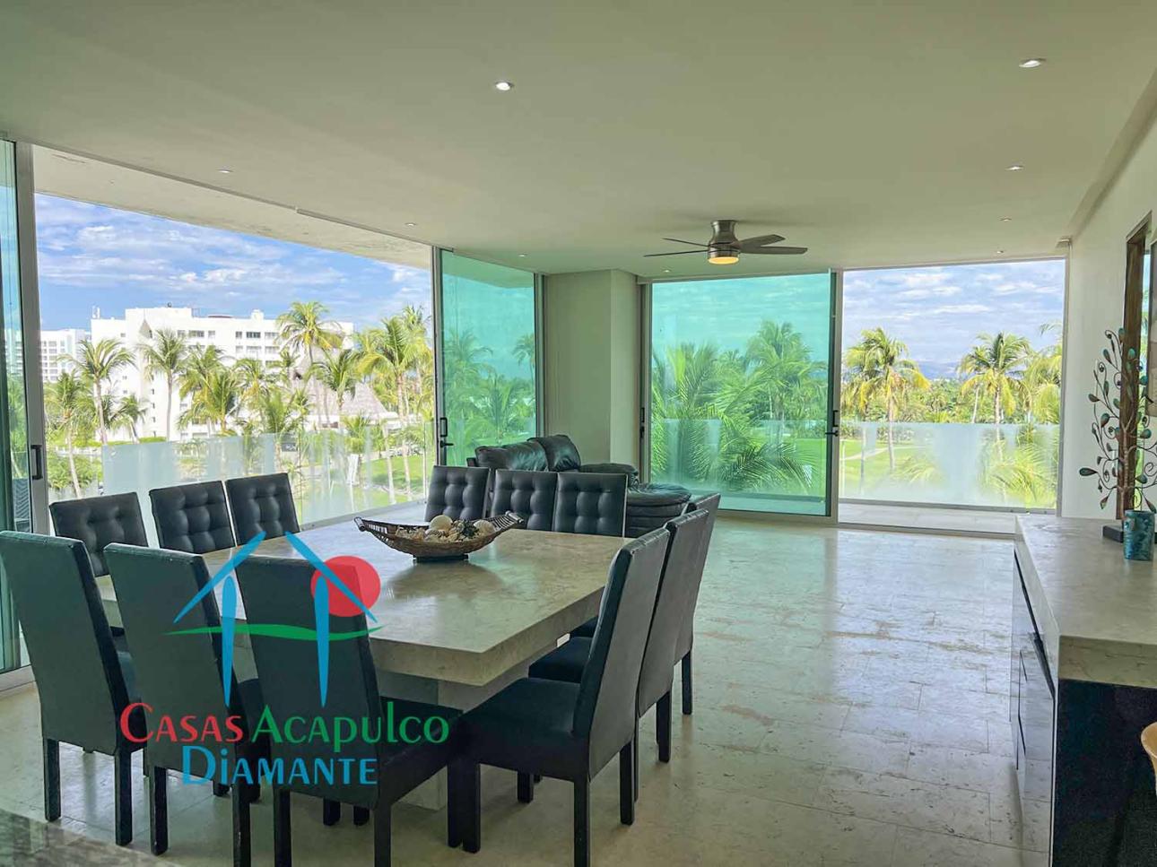 Depa de playa. Terraza con vista al campo de golf