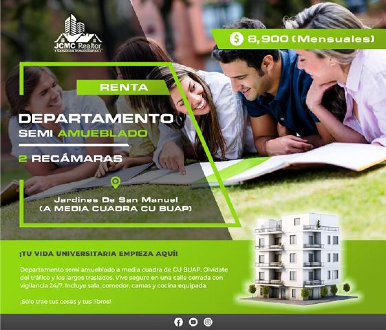 Vive con calidad cerca de CU BUAP - 1